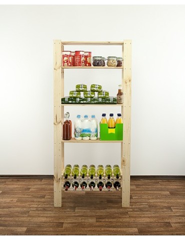 MAXI Surowy Regał Drewniany 166,4x80x30 cm 4 Półki ażurowe 2 Półki na butelki - product 2