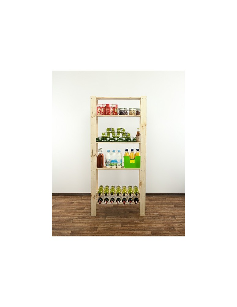 Regały - MAXI Surowy Regał Drewniany 166,4x80x30 cm 4 Półki ażurowe 2 Półki na butelki - product b2b.wamar.biz 2