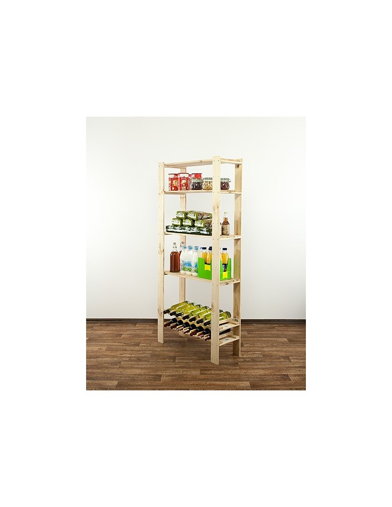 Regały - MAXI Surowy Regał Drewniany 166,4x80x30 cm 4 Półki ażurowe 2 Półki na butelki - product b2b.wamar.biz 3