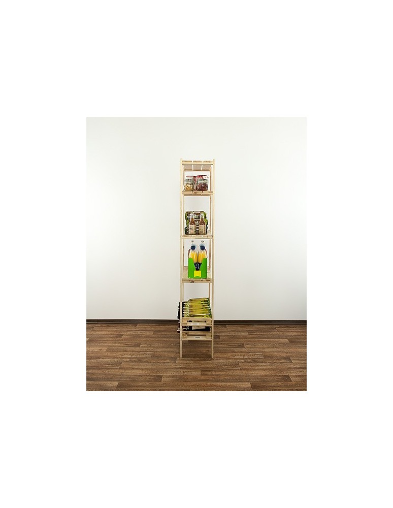 Regały - MAXI Surowy Regał Drewniany 166,4x80x30 cm 4 Półki ażurowe 2 Półki na butelki - product b2b.wamar.biz 4