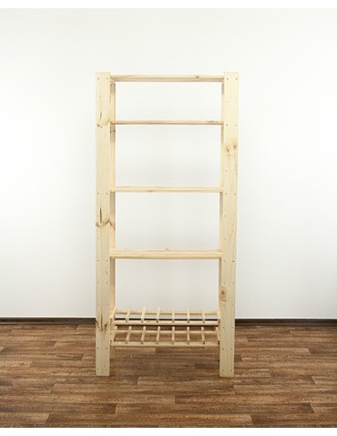 Regały - MAXI Surowy Regał Drewniany 166,4x80x30 cm 4 Półki ażurowe 2 Półki na butelki - product 5