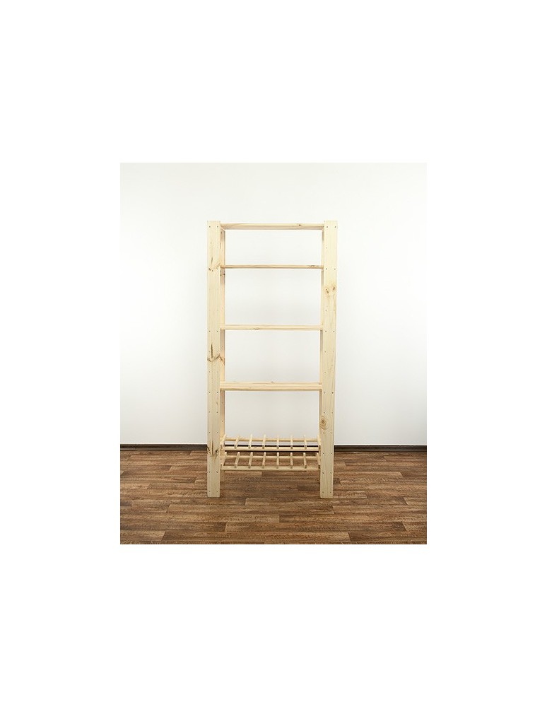 Regały - MAXI Surowy Regał Drewniany 166,4x80x30 cm 4 Półki ażurowe 2 Półki na butelki - product b2b.wamar.biz 5