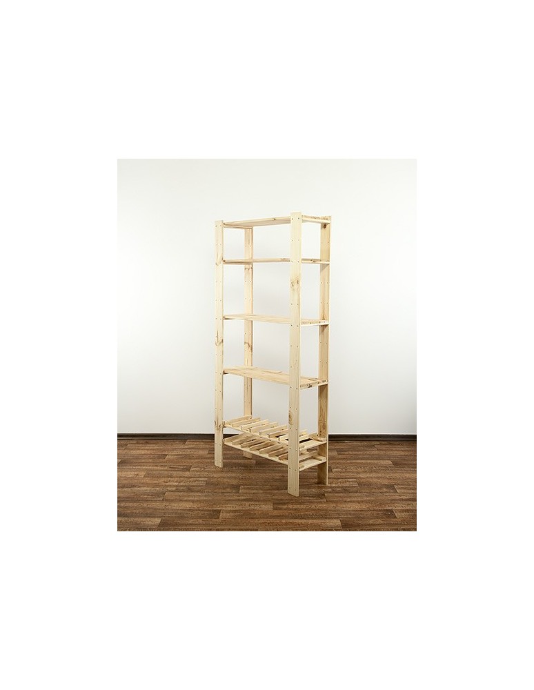Regały - MAXI Surowy Regał Drewniany 166,4x80x30 cm 4 Półki ażurowe 2 Półki na butelki - product b2b.wamar.biz 6