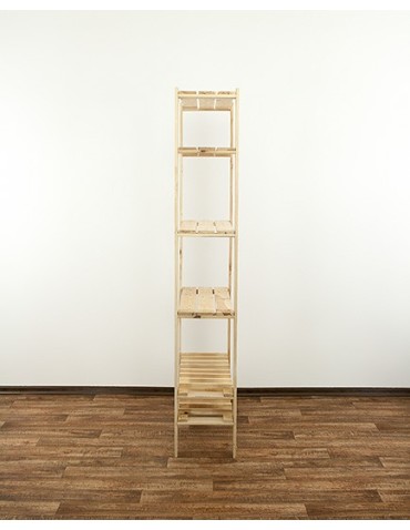 Regały - MAXI Surowy Regał Drewniany 166,4x80x30 cm 4 Półki ażurowe 2 Półki na butelki - product 7