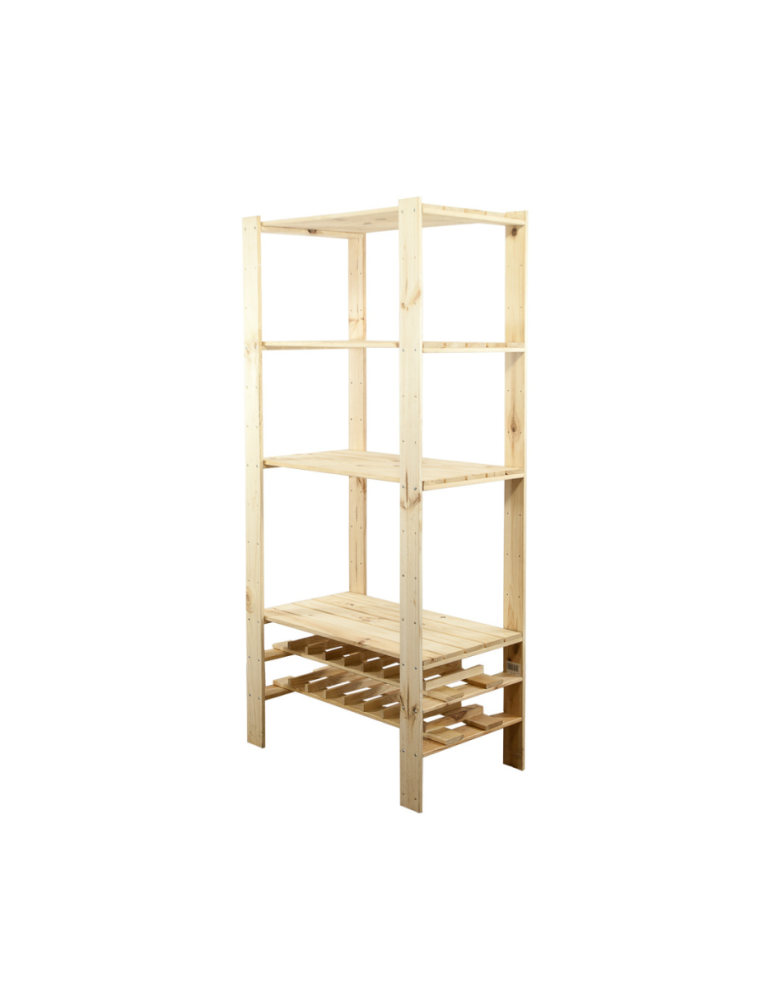 Regały - MAXI Surowy Regał Drewniany 166,4x80x50 cm 4 Półki ażurowe 2 Półki na butelki - product b2b.wamar.biz 1