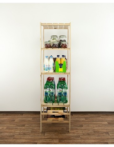 Regały - MAXI Surowy Regał Drewniany 166,4x80x50 cm 4 Półki ażurowe 2 Półki na butelki - product 5