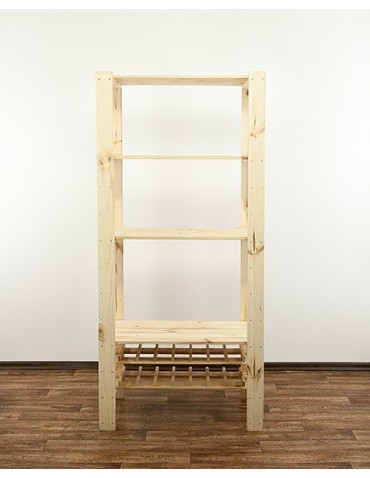 Regały - MAXI Surowy Regał Drewniany 166,4x80x50 cm 4 Półki ażurowe 2 Półki na butelki - product 6