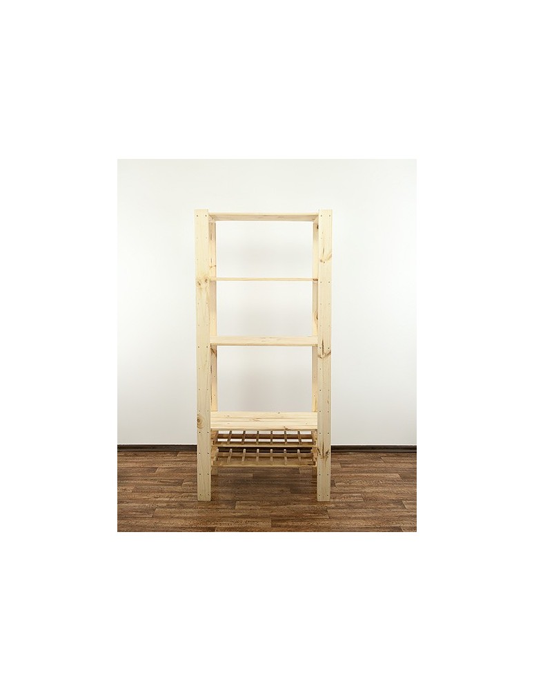 Regały - MAXI Surowy Regał Drewniany 166,4x80x50 cm 4 Półki ażurowe 2 Półki na butelki - product b2b.wamar.biz 6