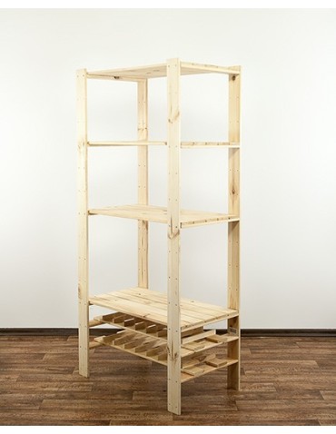 Regały - MAXI Surowy Regał Drewniany 166,4x80x50 cm 4 Półki ażurowe 2 Półki na butelki - product 7