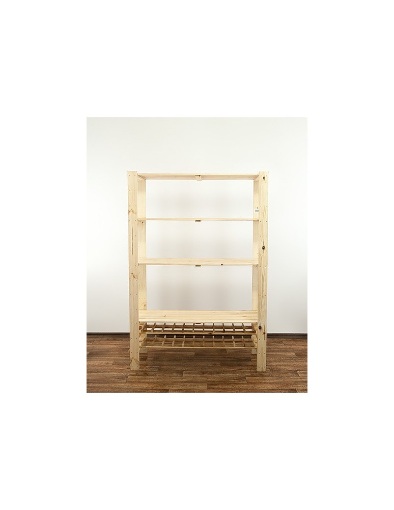 Regały - MAXI Surowy Regał Drewniany 166,4x120x50 cm 4 Półki ażurowe 2 Półki na butelki - product b2b.wamar.biz 2