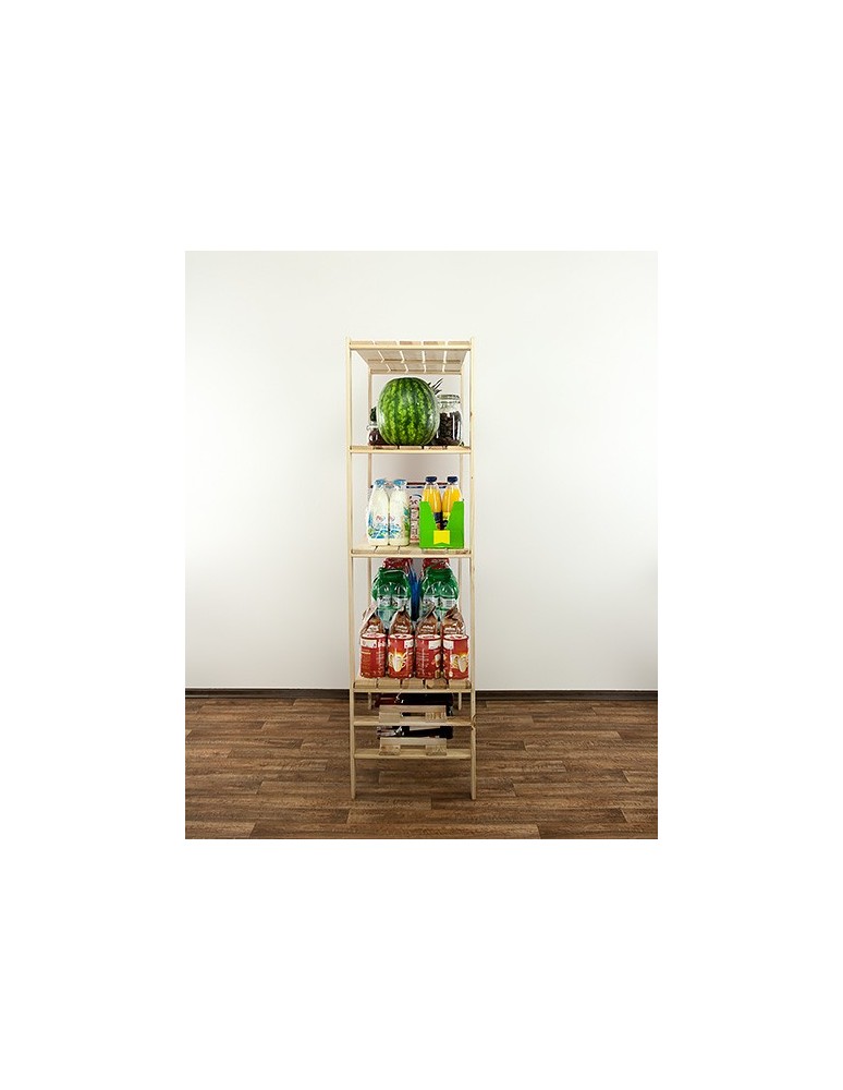 Regały - MAXI Surowy Regał Drewniany 166,4x120x50 cm 4 Półki ażurowe 2 Półki na butelki - product b2b.wamar.biz 3