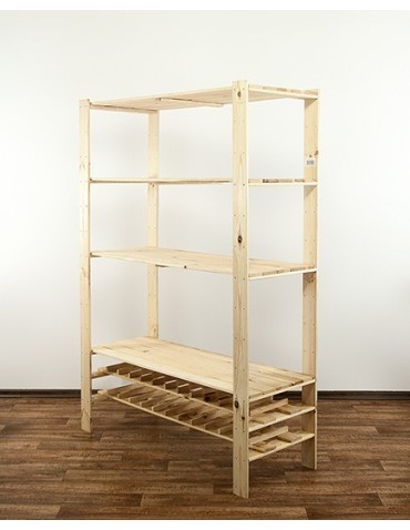 Regały - MAXI Surowy Regał Drewniany 166,4x120x50 cm 4 Półki ażurowe 2 Półki na butelki - product 4