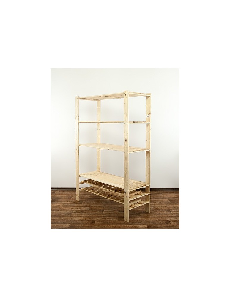Regały - MAXI Surowy Regał Drewniany 166,4x120x50 cm 4 Półki ażurowe 2 Półki na butelki - product b2b.wamar.biz 4
