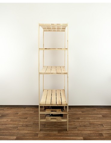 Regały - MAXI Surowy Regał Drewniany 166,4x120x50 cm 4 Półki ażurowe 2 Półki na butelki - product 5