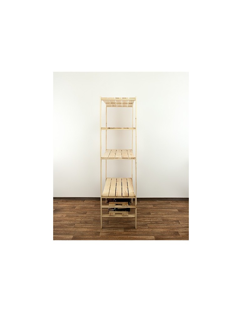 Regały - MAXI Surowy Regał Drewniany 166,4x120x50 cm 4 Półki ażurowe 2 Półki na butelki - product b2b.wamar.biz 5