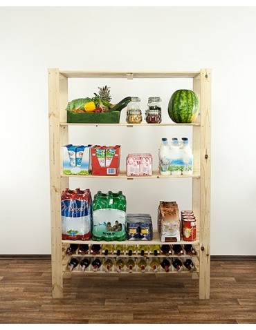 Regały - MAXI Surowy Regał Drewniany 166,4x120x50 cm 4 Półki ażurowe 2 Półki na butelki - product 6