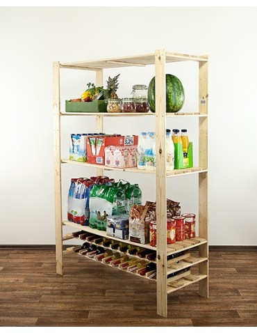 Regały - MAXI Surowy Regał Drewniany 166,4x120x50 cm 4 Półki ażurowe 2 Półki na butelki - product 7