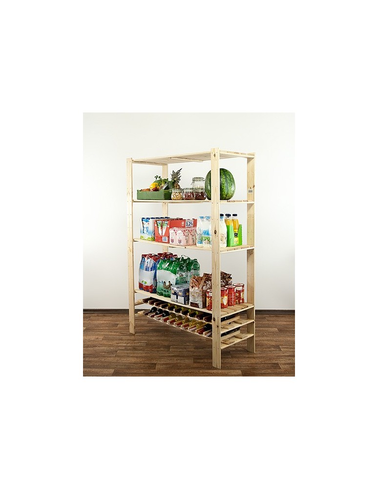 Regały - MAXI Surowy Regał Drewniany 166,4x120x50 cm 4 Półki ażurowe 2 Półki na butelki - product b2b.wamar.biz 7