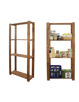 MAXI Brązowy Regał Drewniany 166,4x80x30 cm 4 Półki ażurowe