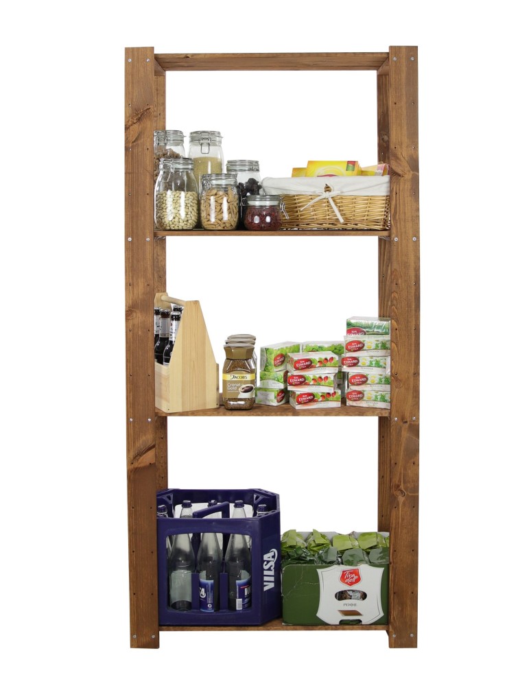 Regały - MAXI Brązowy Regał Drewniany 166,4x80x30 cm 4 Półki ażurowe - product b2b.wamar.biz 5