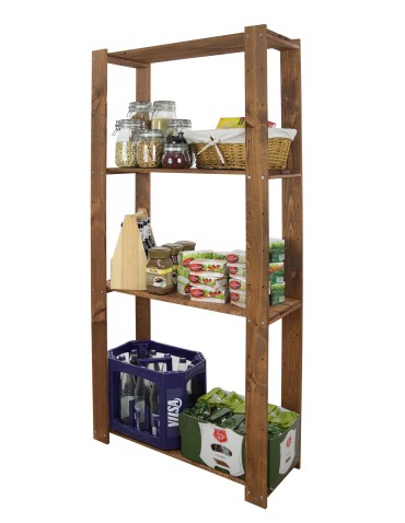 Regały - MAXI Brązowy Regał Drewniany 166,4x80x30 cm 4 Półki ażurowe - product 6