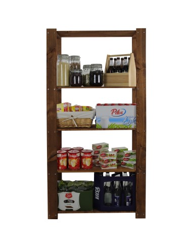 Regały - MAXI Brązowy Regał Drewniany 166,4x80x30 cm 5 Półek ażurowych - product 6