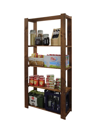 Regały - MAXI Brązowy Regał Drewniany 166,4x80x30 cm 5 Półek ażurowych - product 7