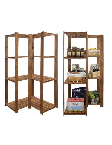 MAXI Regał Narożny Drewniany 166,4x85x50 cm 4 Półki ażurowe Brązowy