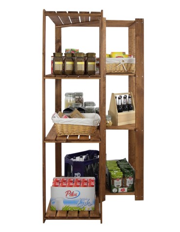 MAXI Regał Narożny Drewniany 166,4x85x50 cm 4 Półki ażurowe Brązowy - produkt 2