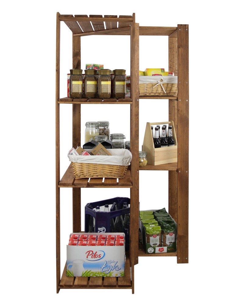 Regały - MAXI Regał Narożny Drewniany 166,4x85x50 cm 4 Półki ażurowe Brązowy - product b2b.wamar.biz 2