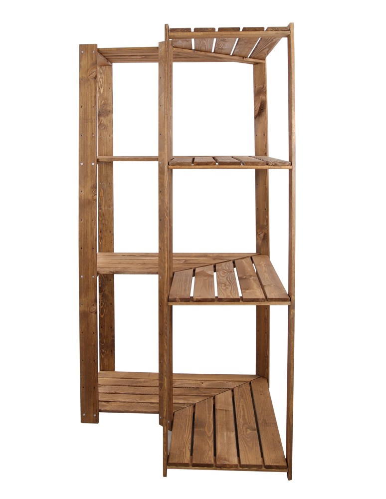 Regały - MAXI Regał Narożny Drewniany 166,4x85x50 cm 4 Półki ażurowe Brązowy - product b2b.wamar.biz 3