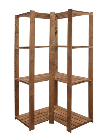 Regały - MAXI Regał Narożny Drewniany 166,4x85x50 cm 4 Półki ażurowe Brązowy - product 4