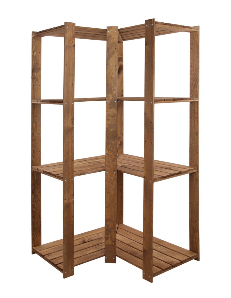 Regały - MAXI Regał Narożny Drewniany 166,4x85x50 cm 4 Półki ażurowe Brązowy - product b2b.wamar.biz 4