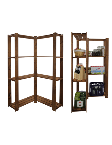 MAXI Regał Narożny Drewniany 166,4x85x30 cm 4 Półki ażurowe Brązowy