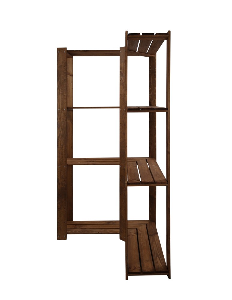 Regały - MAXI Regał Narożny Drewniany 166,4x85x30 cm 4 Półki ażurowe Brązowy - product b2b.wamar.biz 2