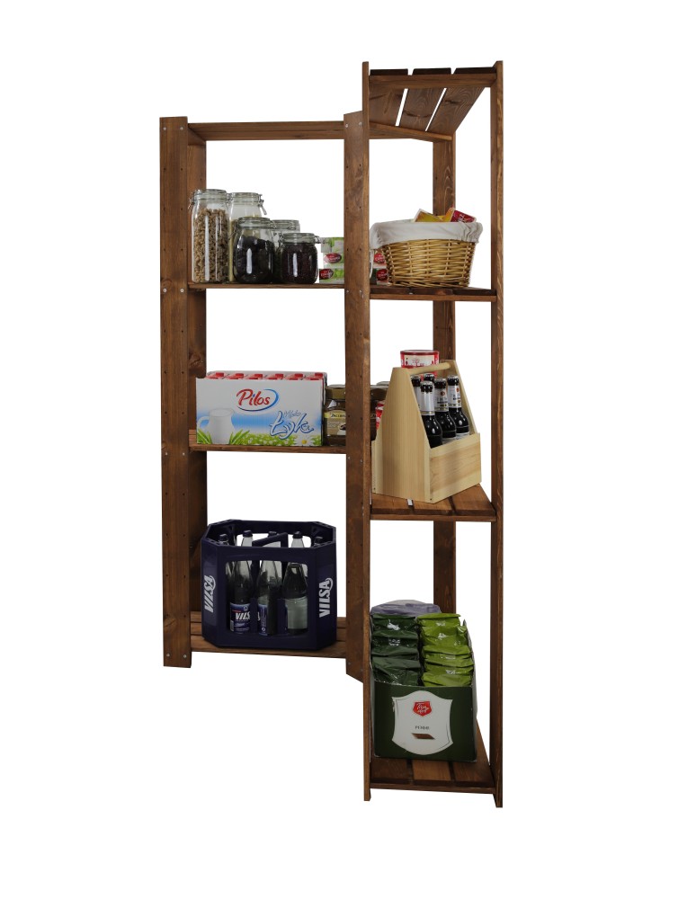 Regały - MAXI Regał Narożny Drewniany 166,4x85x30 cm 4 Półki ażurowe Brązowy - product b2b.wamar.biz 3