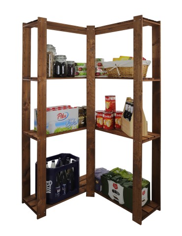 Regały - MAXI Regał Narożny Drewniany 166,4x85x30 cm 4 Półki ażurowe Brązowy - product 4