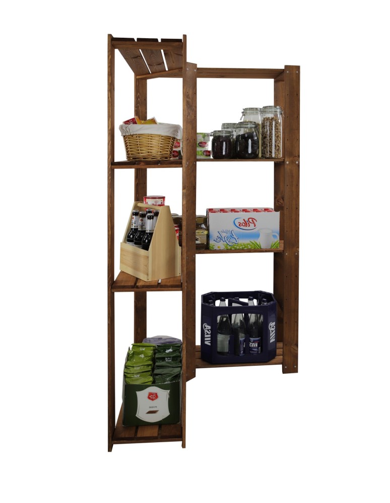 Regały - MAXI Regał Narożny Drewniany 166,4x85x30 cm 4 Półki ażurowe Brązowy - product b2b.wamar.biz 5