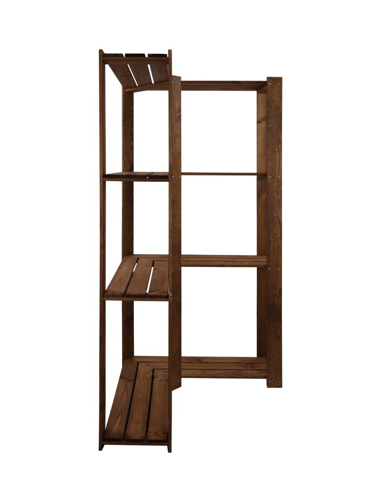 Regały - MAXI Regał Narożny Drewniany 166,4x85x30 cm 4 Półki ażurowe Brązowy - product b2b.wamar.biz 6
