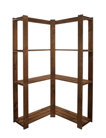 Regały - MAXI Regał Narożny Drewniany 166,4x85x30 cm 4 Półki ażurowe Brązowy - product 7