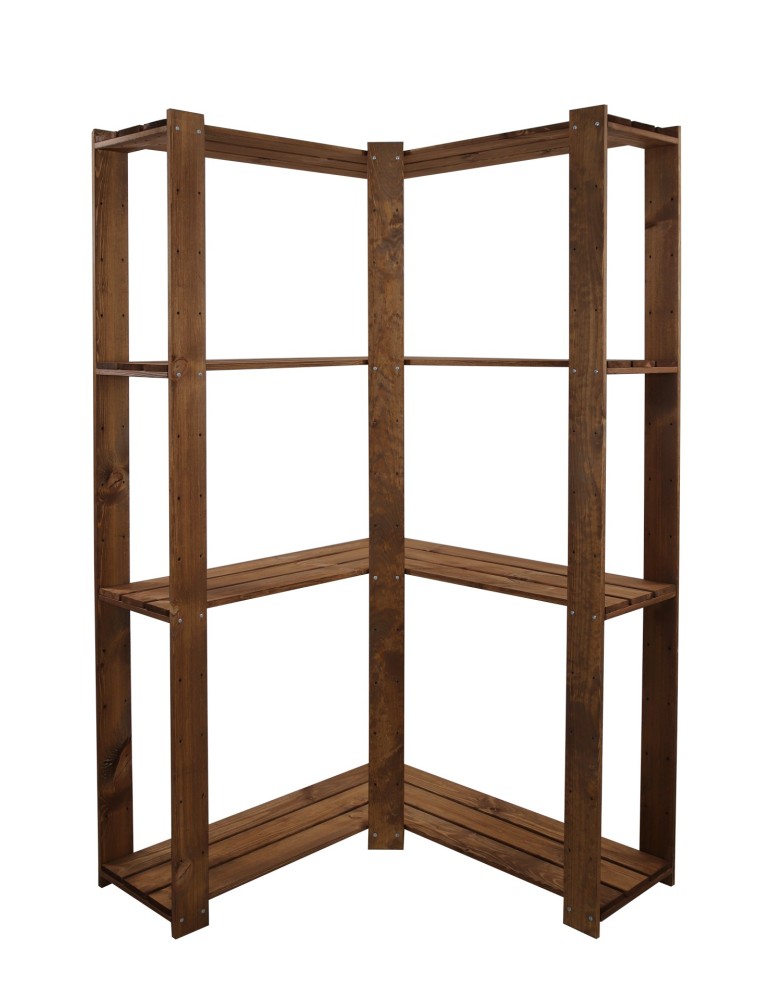 Regały - MAXI Regał Narożny Drewniany 166,4x85x30 cm 4 Półki ażurowe Brązowy - product b2b.wamar.biz 7