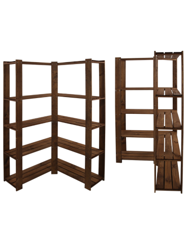 Regały - MAXI Regał Narożny Drewniany 166,4x85x30 cm 5 Półek ażurowych Brązowy - product 1