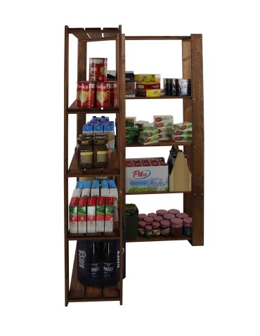 Regały - MAXI Regał Narożny Drewniany 166,4x85x30 cm 5 Półek ażurowych Brązowy - product 3