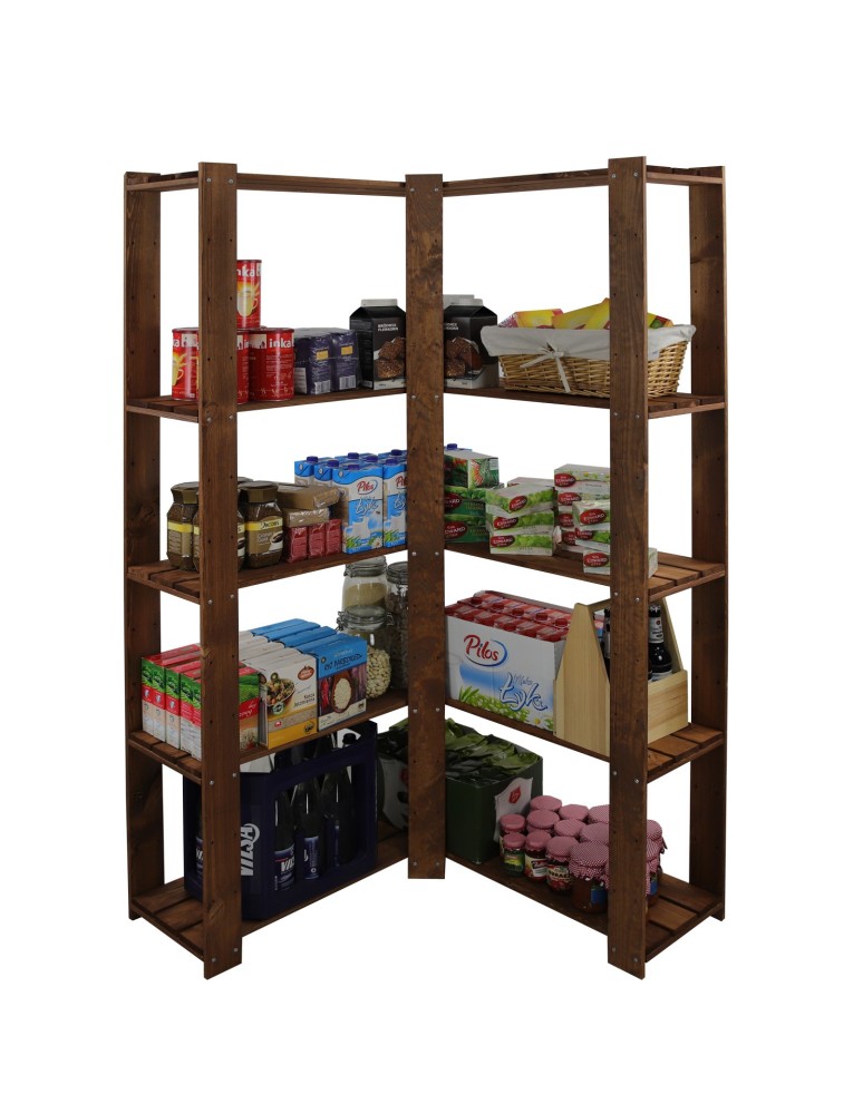 Regały - MAXI Regał Narożny Drewniany 166,4x85x30 cm 5 Półek ażurowych Brązowy - product b2b.wamar.biz 4