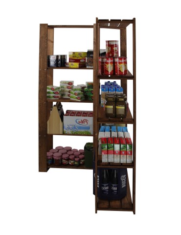 Regały - MAXI Regał Narożny Drewniany 166,4x85x30 cm 5 Półek ażurowych Brązowy - product 5