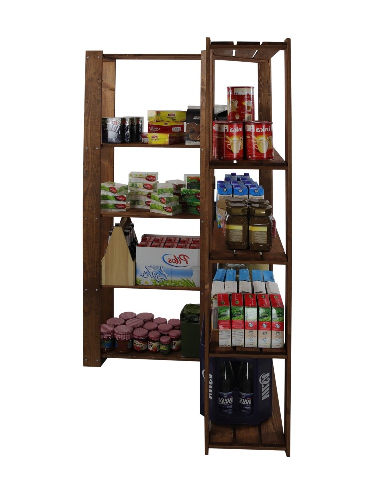 Regały - MAXI Regał Narożny Drewniany 166,4x85x30 cm 5 Półek ażurowych Brązowy - product b2b.wamar.biz 5