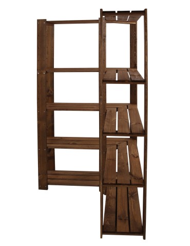Regały - MAXI Regał Narożny Drewniany 166,4x85x30 cm 5 Półek ażurowych Brązowy - product 6