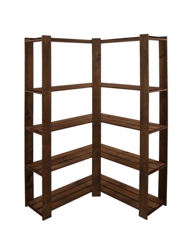 Regały - MAXI Regał Narożny Drewniany 166,4x85x30 cm 5 Półek ażurowych Brązowy - product 7