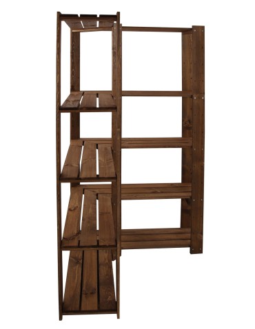 Regały - MAXI Regał Narożny Drewniany 166,4x85x30 cm 5 Półek ażurowych Brązowy - product 8