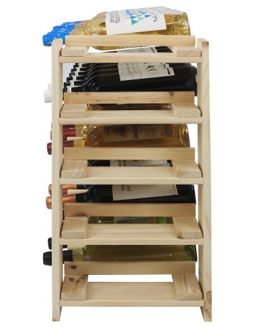 Regały - MAXI Regał Drewniany na 35 butelek 64x80x30 cm Surowy - product 3